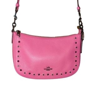 Coach Pink Chelsea Crossbody Bag with Floral Rivets